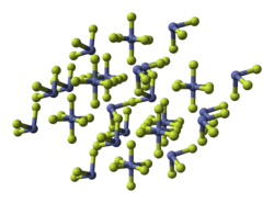 Modèle boule et tige de la structure cristalline du trifluorure de cobalt