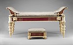 Couch and footstool with bone carvings and glass inlays; 1st–2nd century AD; wood, bone and glass; couch: 105.4 × 76.2 × 214.6 cm; Metropolitan Museum of Art (New York City)