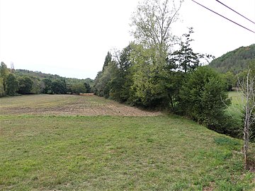 La vallée de la Couze à Saint-Avit-Rivière, en aval de la route départementale 2.