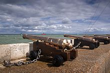 William IV's brass cannon at the castle in 2012 Cowles Castle cannon.jpg