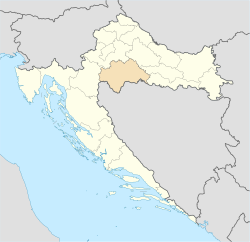 Sisak-Moslavina County (light orange) within Croatia (light yellow)