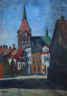 Dorte Helm "St. Mary's Church" (1916) Dorte Helm - Blick auf die Rostocker Marienkirche (1916).jpg