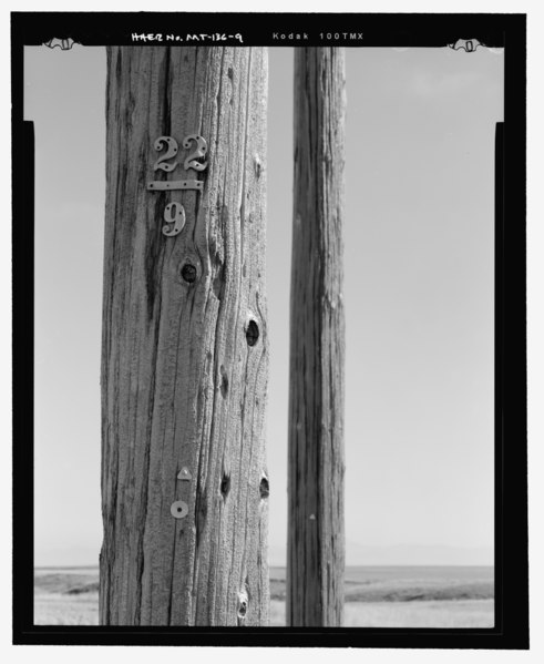 File:Detail of numbering on Structure 22-9 - Havre Rainbow Transmission Line, Havre City to Great Falls vicinity, Montana, Great Falls, Cascade County, MT HAER mt-136-9.tif