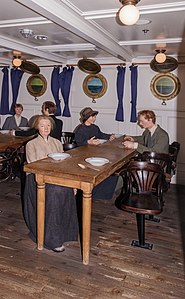 Replica of a 3rd class dining room on the transatlantic liner "Columbus" 1929 German Emigration Center Bremerhaven Germany