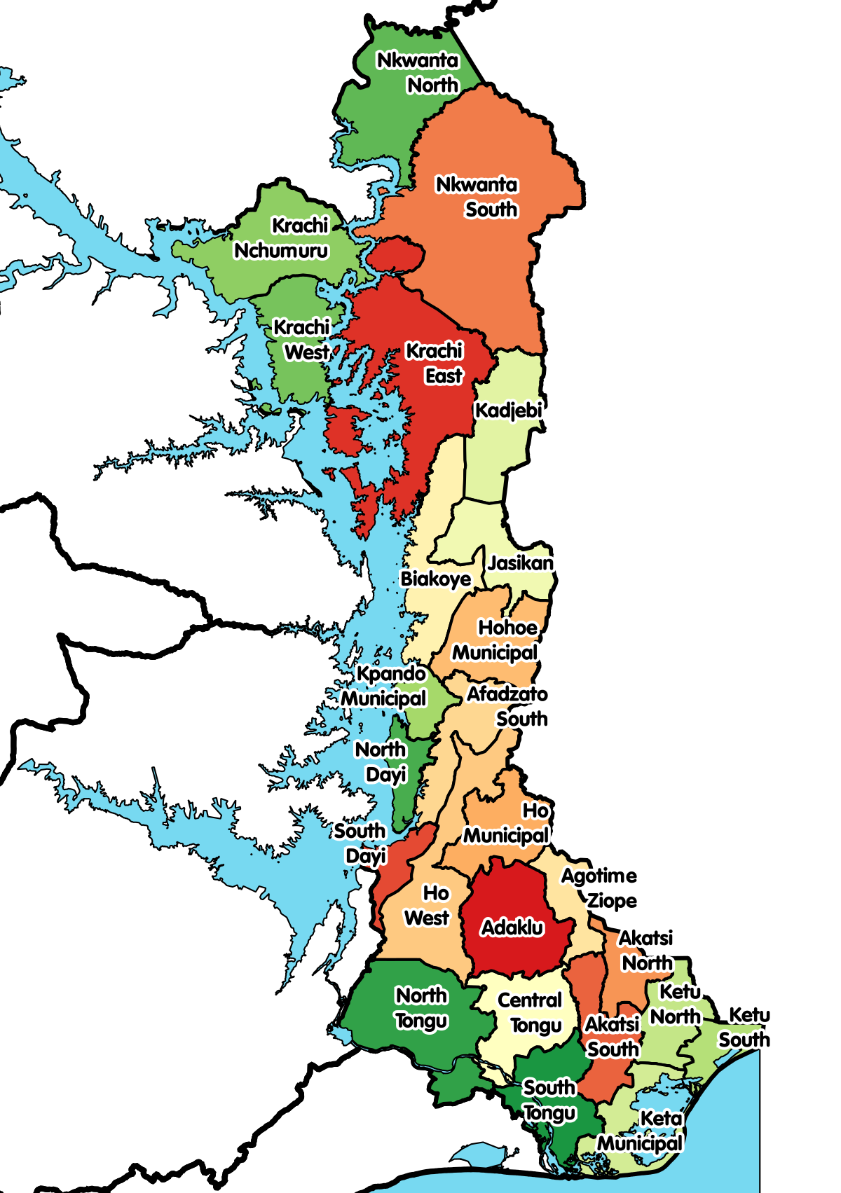 map of volta region of ghana South Tongu District Wikipedia map of volta region of ghana