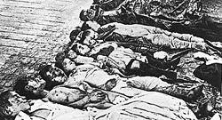 Photo believed to show the victims, mostly Jewish children, of a 1905 pogrom in Yekaterinoslav (today's Dnipro) Ekaterinoslav1905.jpg