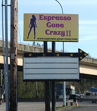 "Espresso Gone Crazy" is an example of the branding used by bikini barista stands