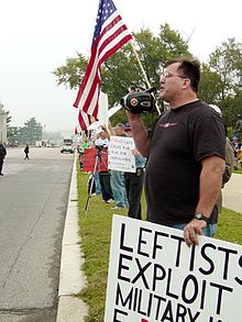 Members of the independent D.C. Chapter counter-protest at an anti-war demonstration at Arlington National Cemetery on October 2, 2004. FReepers.jpg