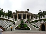 Trappa i Parc Güell av Antoni Gaudi, 1900-1914, Barcelona, Spanien.