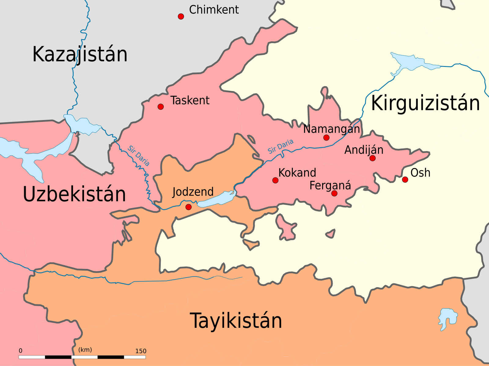 Карта киргизии и узбекистана с городами