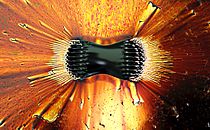 Ferrofluid sotmès a un potent camp magnètic.