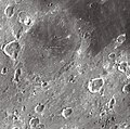 English: Fracastorius lunar crater as seen from Earth with satellite craters labeled