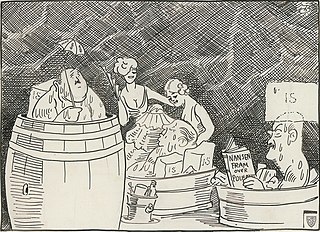 Karikatur av Halfdan Christensen, Harald Otto og K. A. Andersen (direktør Dovrehallen)