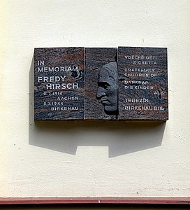 Gedenktafel für Fredy Hirsch in Terezin