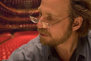 Gerald Levinson in Verizon Hall in the Kimmel Center in a portrait taken by Ari Valen Levinson.