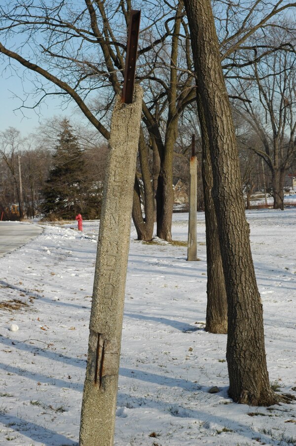 Markers for the original Ulysses S. Grant Highway on Old Lake Street in Bartlett