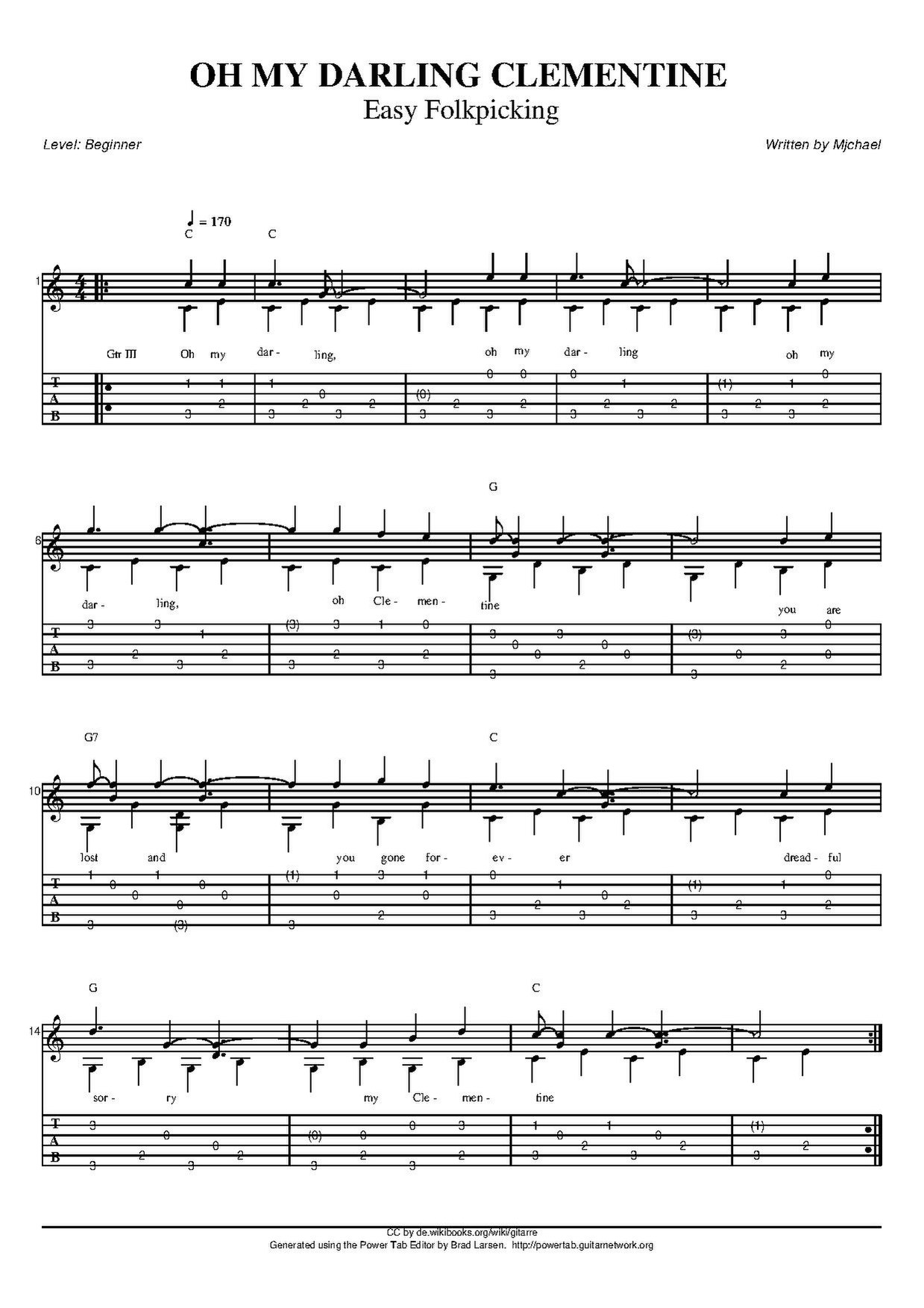 Guitar - Oh My Darling Clementine - Folkpicking.pdf