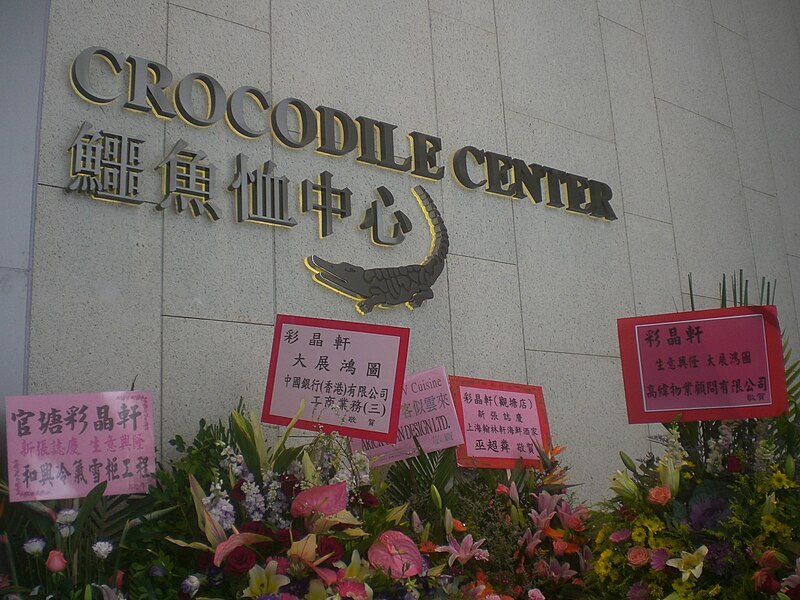 File:HK Kwun Tong 鱷魚恤中心 Crocodile Centre 觀塘彩晶軒 好彩集團 Ho Choi Group Opening flowers 2009.JPG