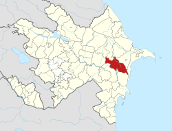 Map of Azerbaijan showing Hajigabul rayon