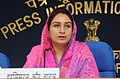 Harsimrat Kaur Badal interacting with the media on achievements of Ministry of Food Processing Industries in the first 100 days of the Government, in New Delhi on September 22, 2014.jpg