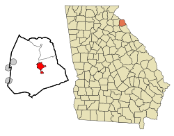 Location in Hart County and the state of Georgia