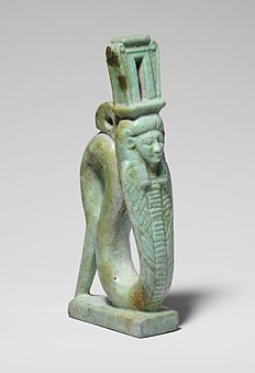 Amulet of Hathor as a uraeus wearing a naos headdress, early to mid-first millennium BC