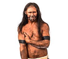 Reconstruction of a decorated EEMH man Homo sapiens - Paleolithic - reconstruction - MUSE.jpg