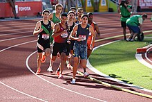 Hoppel (front) competes at the 2020 US Olympic Trials. Hoppel 2020OlympicTrials.jpg