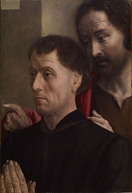 Portret van een biddende man met Johannes de Doper