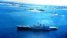 INS Godavari entering New York harbour in July 1986. INS Godavari sailing past the Statue of Liberty.jpg