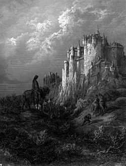 Gustave Doré illusztrációja Camelotról Lord Alfred Tennyson művéhez, 1867.