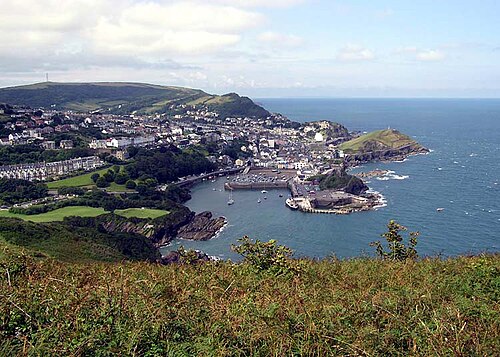 Ilfracombe, seen from 447 feet (136 metres) above. The viewpoint (Hillsborough) is part of the South West Coastal Path