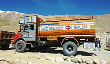 An Indian Oil fuel truck on its way to Ladakh Indian Oil fuel truck on way to Ladakh.jpg