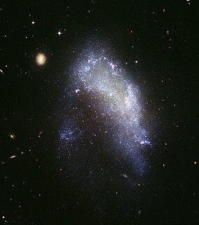 Irregular galaxy galaxy that does not have a distinct regular shape, unlike a spiral or an elliptical galaxy