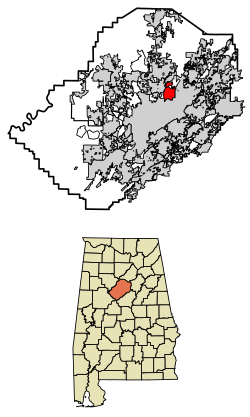 Jefferson County, Alabama'da Tarrant konumu.