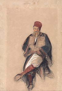 Seated Turk label QS:Len,"Seated Turk" 1840-41