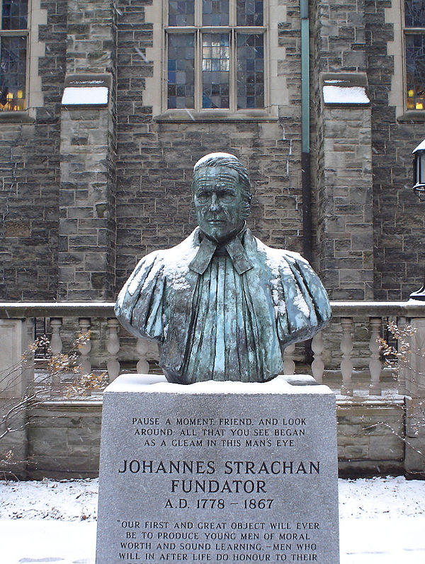 The bust of Strachan in the Trinity quad, Trinity College, Toronto