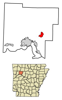 Johnson County Arkansas Incorporated and Unincorporated areas Hagarville Highlighted 0529320.svg