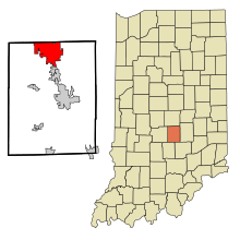 Johnson County Indiana Incorporated and Unincorporated areas Greenwood Highlighted.svg