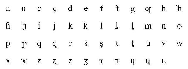 The Latin alphabet for Kabardian, 1930 version