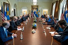 US Vice President Kamala Harris and President Joe Biden with Finnish President Sauli Niinisto and Swedish Prime Minister Magdalena Andersson in Washington discussing Sweden's and Finland's NATO applications. Kamala Harris joined President Biden welcoming Sweden and Finland on their NATO application (1).jpg