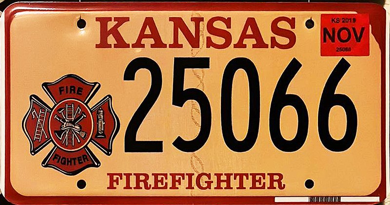 File:Kansas License Plate Firefighter Flat - Photo Credits to Nathan Kuehn.jpg