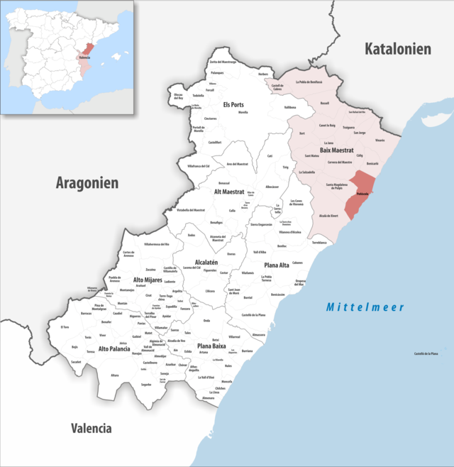 Kommunens läge i provinsen Castelló