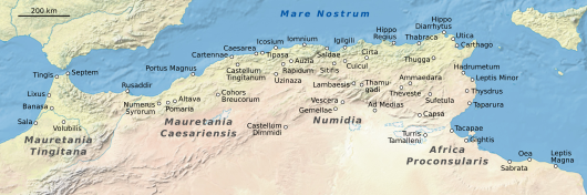 Karte Römische Städte in Nordafrika