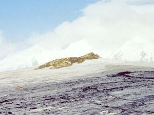 View of Velchev Rock with the Tangra Mountains in the background