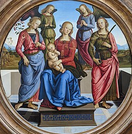 La Vierge et l'Enfant entourés de deux anges, sainte Rose et sainte Catherine - Le Pérugin - Musée du Louvre Peintures INV 719.jpg