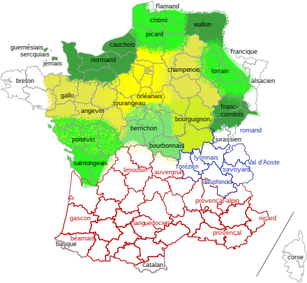 The area of langues d'oïl