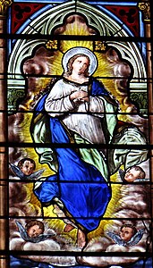 Verrière de la Vierge : Assomption de Marie