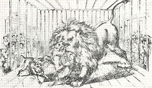 Lion-bait at Warwick between Wallace and dogs, Tinker and Ball, circa 1827. Lion-baiting3.jpg