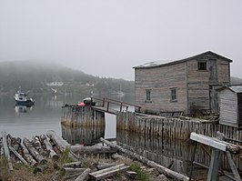 Een houten dok in Little Bay Islands (2004)